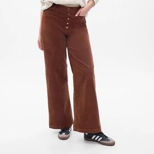 Gap Corduroy Pants Womens 32/14R High Rise Stride  Wide Leg Button Fly